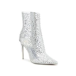 NIB JLo Clear Rhinestone Booties